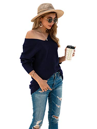 Image of Iandroiy Women's Batwing Sleeve Off Shoulder Loose Oversized Baggy Tops Sweater Pullover Casual Blouse T-Shirt