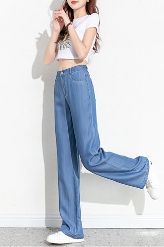 Women's Tencel Denim Bootcut Jeans - High Waisted, Wide Leg Flare Pants with Comfy Fit3