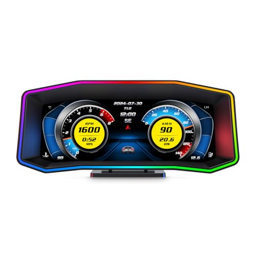 Obd2 Gauge Display for Cars P4, Digital Speedometerwith Overspeed, RPM, water temperature, voltage...