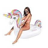 AirMyFun Inflatable Unicorn Swimming Pool Float, Giant Ride On Pool Raft 91x39x51 inches, Summer Water Party Inflatable Swim Lounge Decoration for Adults and Kids, AW-40003