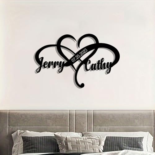 Personalized Metal Heart Infinity Decor, Custom Couples Name Wall Art Home Bedroom Decor for Couples, Christmas Bridal Shower — view 4