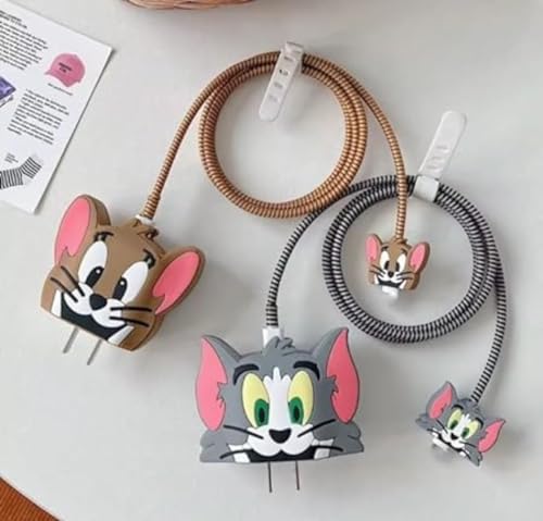 Image of 25W Charger Protector for Samsung, Protective Silicone Case Cover 25W Power Adapter Charger with Wire Saver-Grey Tom