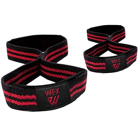 WFX Paski do podnoszenia ciężarów, wyściełana figura 8, wsparcie nadgarstka, opaski na siłownię, dla mężczyzn i kobiet, fitness, kulturystyka, podwójna pętla, trening, ciężki trening, trójbój siłowy