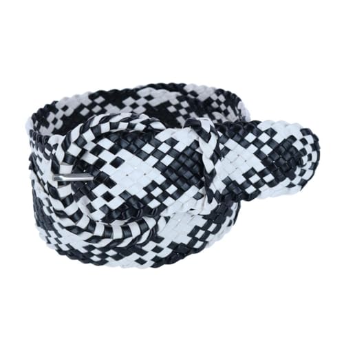 CTM Women's 1 7/8 Inch Wide Braided Plaid Belt with Matching Buckle