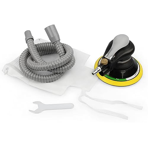 Mulcort Lijadora Orbital Neumática, Profesional Lijadora Neumática de 6 '' 13500 RPM Lijadora Aleatoria de Aire con Manguera y Bolsa Pulido Lijado para Automóvil Metal Madera Cera Metal Trabajo