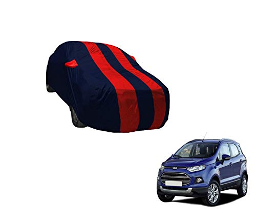 Image of Auto Hub Car Cover Compatible with Ford EcoSport with Weather Proof, Mirror Pocket, Triple Stitched, EcoSport Car Cover- Navy-Red