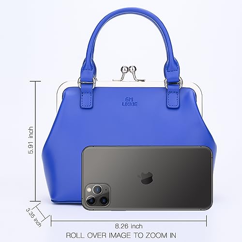 Image of GM LIKKIE Kiss Lock Purses and Handbags, Vintage PU Leather Clutch Purses for Women, Top Handle Evening Handbag