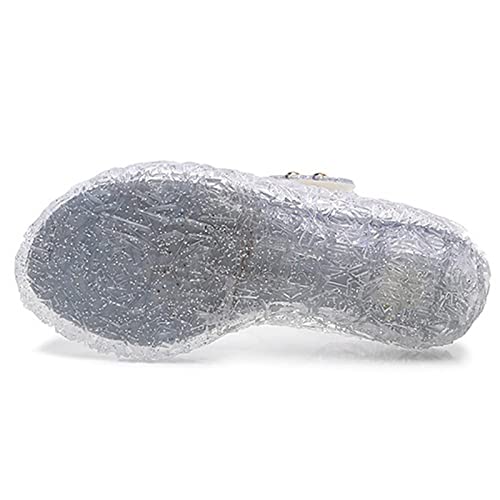 Princess Shoes Girls Sandals Jelly Mary Jane Dance Party Cosplay Shoes for Kids Toddler Flat Thong Sandal (White, 12.5)3