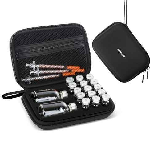Avomosk 17 Slots Dual-Size 30ml and 3ml Peptide Case BAC Water and Insulin Vial Case Peptide Storage Case for Fridge and Travel Fits Standard Vials (Case Only)