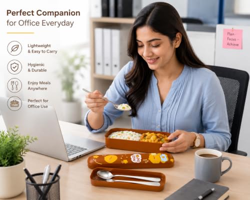 Image of Cutlery Set with Box for Dining | Stainless Steel Spoon, Fork | Reusable Tableware for Home, Kitchen, Office, Restaurant & Travel | Durable Mirror Finish Flatware