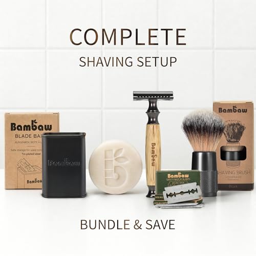 Image of Bambaw Safety Razors for Men & Women, Reusable Razor with 5 Blades, Double Edge Safety Razor, Eco-Friendly & Plastic Free - Thick Bamboo Black