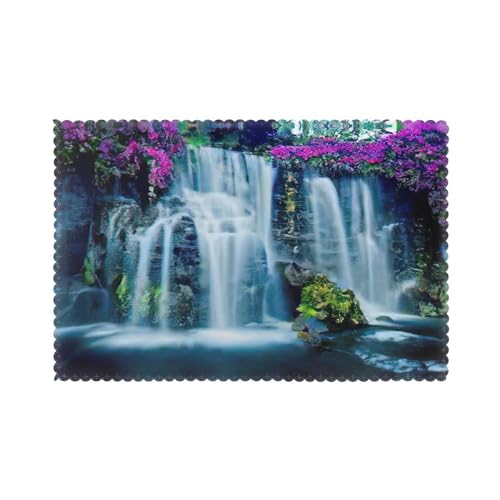 Set de table de Noël fleur cascade lavable : lot de 6 pièces