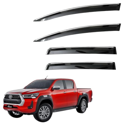 Image of CAR SAAZ Unbreakable Door Visor for Hilux (Set of 4Pcs)|Stylish & Durable Chrome Lined Wind /Rain Deflector