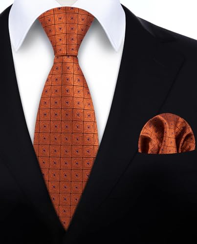 Image of HISDERN Mens Tie Set Classic Woven Ties and Pocket Square Cufflinks Set Formal Business Wedding Neckties Handkerchief