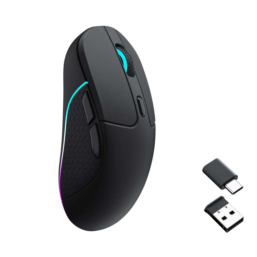 Keychron M3 Wireless Mouse PAW3395 Sensor with Programmable Macro Button 26 000 DPI Supports 2.4 GHz/Bluetooth 5.1 79g Ultra-Light Ergonomic Design Up to 70 Hours Using for PC Mac Laptop - Black