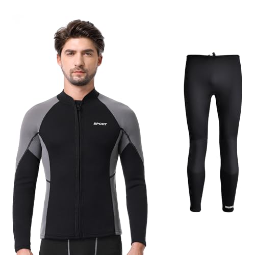 Men 2mm Wetsuits Jacket & 3mm Pants, Neoprene Long Sleeve Wet Suit Shirt Adult Youth Keep Warm for Swimming Surfing Diving Snorkeling Water Sports (Tops XXL, Pants XXL) miniatura 1