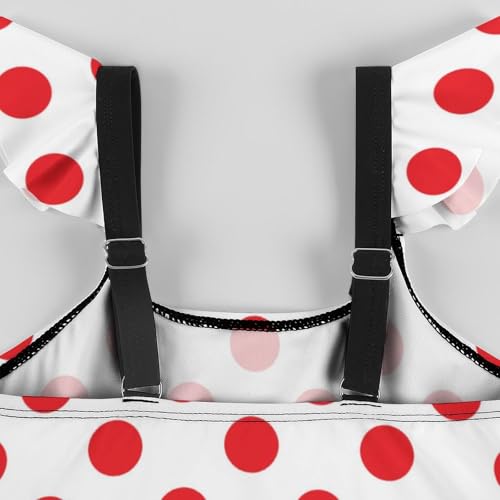 Image of Girls One Piece Swimsuit Polka Dots Ruffles Swimwear Bathing Suits 3-12 Years