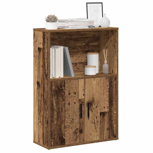 Mokuyary - Estantería de madera vieja 60 x 24 x 85 cm, madera de ingeniería, mueble de almacenamiento con compartimientos, armario estante para libros para sala de estar, oficina, dormitorio