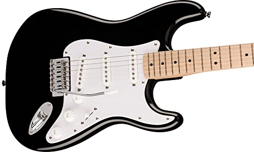 Image of Fender Squier Sonic Stratocaster - Black Bundle with Frontman 10G Amp, Cable, Tuner, Strap, Picks, and Austin Bazaar Guitar DVD