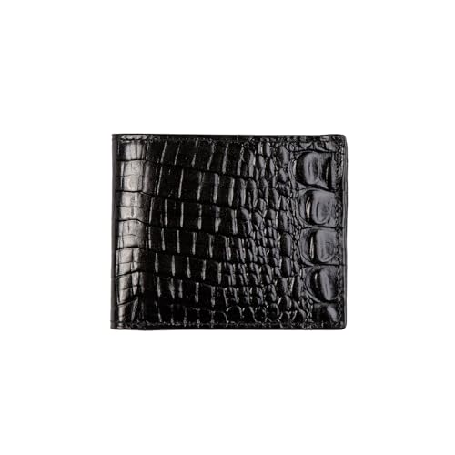 Generic Wallet for Men Authentic Argentine leather Croco Style, Black