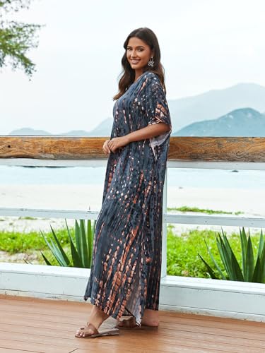 Image of Kaftan Dresses for Women Plus Size Bathing Suit Cover up Caftan Maxi Beach Dresses