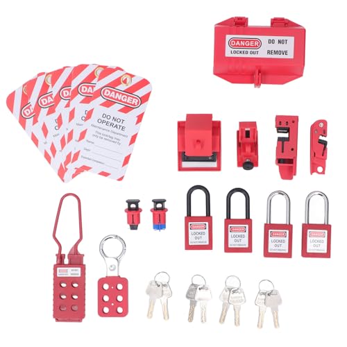 Electrical Lockout Tagout Kit, Lock Out Tag Out Kits Group Lockout Hasps, Lockout Tag with Keys and Storage Bag, Electrical Plug Lockout for Machinery, Electrical Equipment