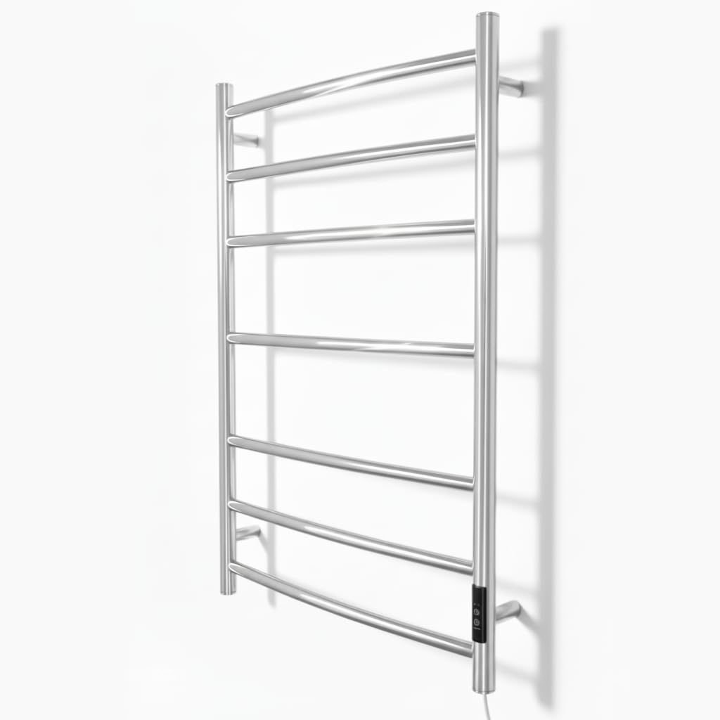 Greened House Siena Stainless Steel Electric Heated Towel Rail H800mm W400mm Mirror Polished Finish