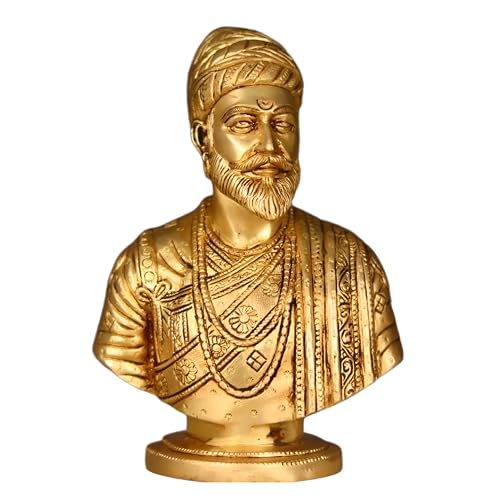 Image of Resin Chhatrapati Shivaji Maharaj Statue Perfect for Home Decor /Office Decorative /Shivaji Maharaj Figurine for Table Top Decoration /Antique Gift Ideas /Car Dashboard Decor-Pack of 1(Golden)