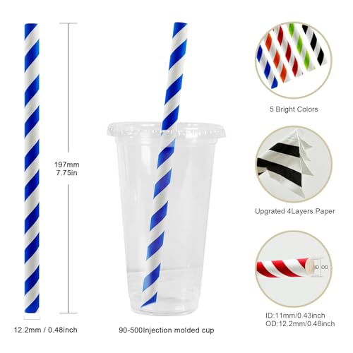 Pitillos de papel para bebidas, 12mm x 19.7cm, 100 uds miniatura 2