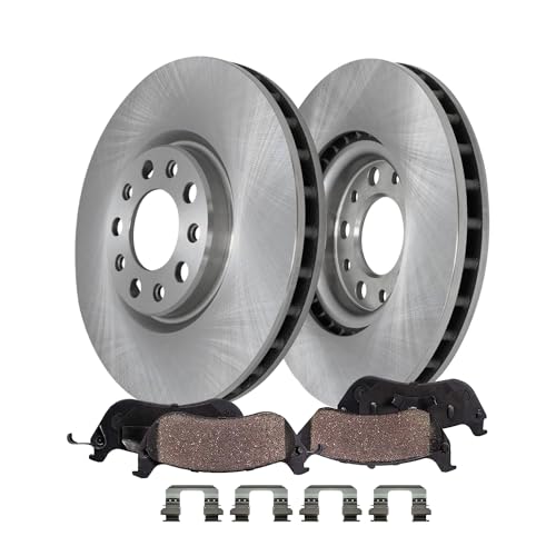 Image of Detroit Axle - Front Brake Kit for 15-17 Chrysler 200 13-16 Dodge Dart | Disc Brake Rotors Ceramic Brake Pads with Hardware Assembly 2013 2014 2015 2016 2017 Replacement 12.01 inch inch Rotors