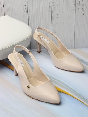 Image of ELLE Women Stylish and elegant Slingback Kitten Heel Mule Sandal