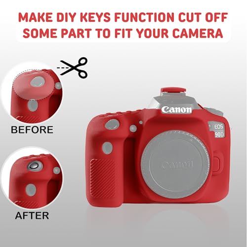 Funda para Cámara Canon EOS 90D de Silicona Roja miniatura 7