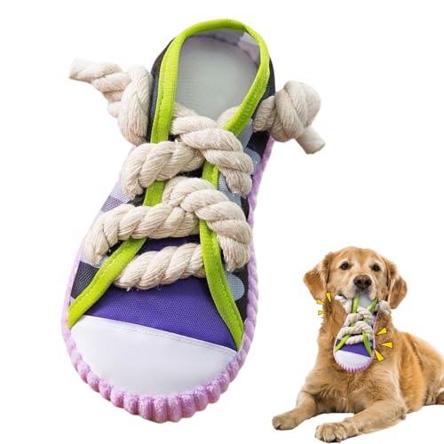 DiiWmme Quietschendes Hundespielzeug, interaktives Latex-Gummi, quietschendes Spielzeug, Schuh, weiches Kauspielzeug, Welpenspielzeug für kleine Hunde, Welpen, Zahnreinigung (Lila Sohlenkante)