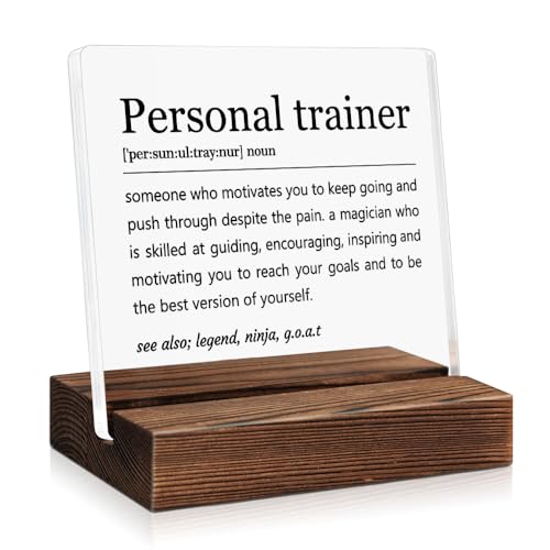 PUVOXHO Personal Trainer Definition Acrylic Sign with Wooden Stand, Appreciation Gifts for...