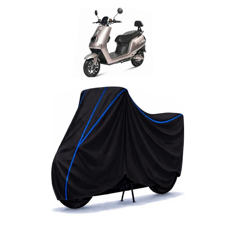 Image of Scooty Cover Water Resistant for e-Bike Glob | Universal Scooter & Bike Cover | Heavy Duty UV Dust, Rain & Scratch Protection | Elastic Fit All Weather Indoor Outdoor | Black with Blue Piping