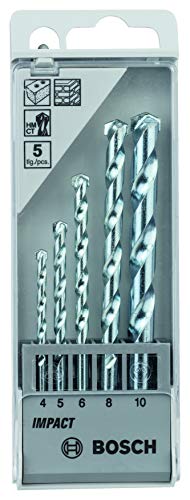 Bosch Gbm 350 Professional Rotary Drill & GSB 501 500-Watt Professional Impact Drill Machine (Blue),Corded Electric & 2608590090 Masonry Drill Bit Set (5-Pieces)