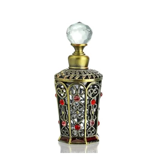 YU FENG Antique Glass Perfume Bottles Empty Vintage Jeweled Decorative Fancy Crystal Perfume Decanter Vials(10ml)