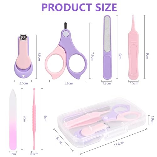 Vicloon Baby Nail Kit, 6Pcs Baby Nail Clippers, Baby Nail Care Tool, Baby Nail Care Set Manicure Set Include Nails Clipper, Rounded Scissor, Earpick, Nail File and Tweezer for Newborn, Infant Toddler - Image 3