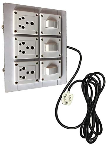 Image of Electric Extension Wooden Board (1 Meter 3Core Wire) (3Socket 3 Switch-8x10x2)