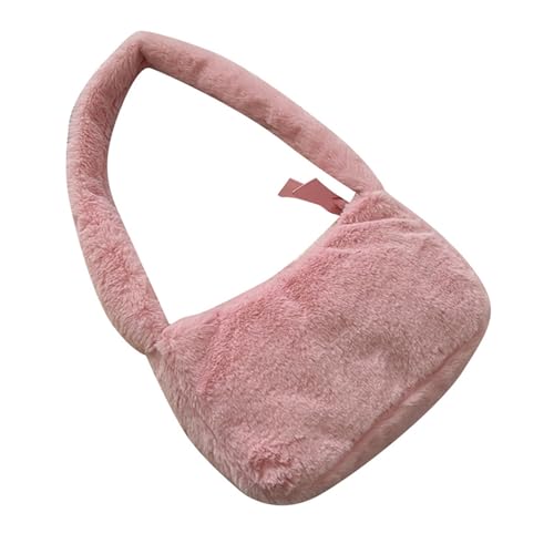 KJBDQQH Plüschtasche Damen Plüsch Schulter Taschen for Femme Weiche Winter Damen Clutch Geldbörse Handtasche Niedliche Weibliche Party Unterarm Tasche(Pink)