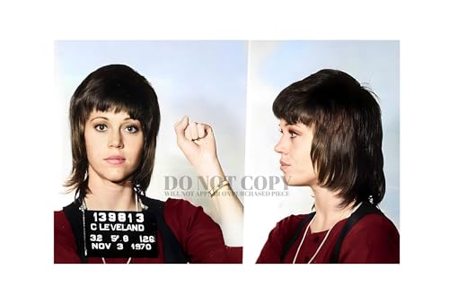 Foto policial de Jane Fonda de 11 x 17, una lámina inspiradora del Hollywood rebelde