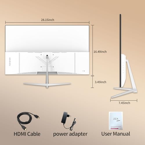 Image of ZZA 32 Inch Flat Computer Monitor 60Hz, FHD 1080p VA Panel, Borderless Display, Supports AMD FreeSync, HRD10, 100% sRGB, HDMI and VGA Ports, Supports Wall Mounting (100mm x 100mm), White