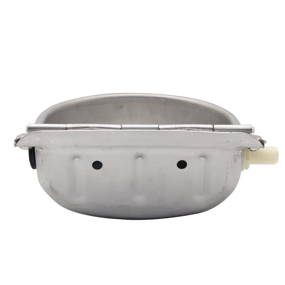 Bebedero automático de acero inoxidable para perros con válvula flotante y agujero de drenaje, para caballos, cabras, vacas, cerdo y perros (sin tubo)