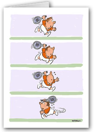 Image of Stonehouse Collection Funny Tennis Note Card, Running All Over the Court, 10 Cards and Envelopes, Blank Inside - Made in the USA