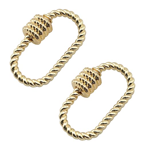 Image of JCBIZ 2PCS Ring Buckle Screw Carabiner Lock Charms Clasps Gold Plated Keychain Clip Hook for Necklaces Jewelry Making