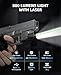 EZshoot 800 Lumens Pistol Light Laser Combo Rechargeable, Pistol Flashlight with Slidable Rail Compatible with Glock and Picatinny Rail, Gun Light with Green Laser Beam