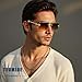 Teumire Fashion Rimless Rectangle Sunglasses Mens Womens Frameless Square Sun Glasses UV 400(Gradient Brown Lens)