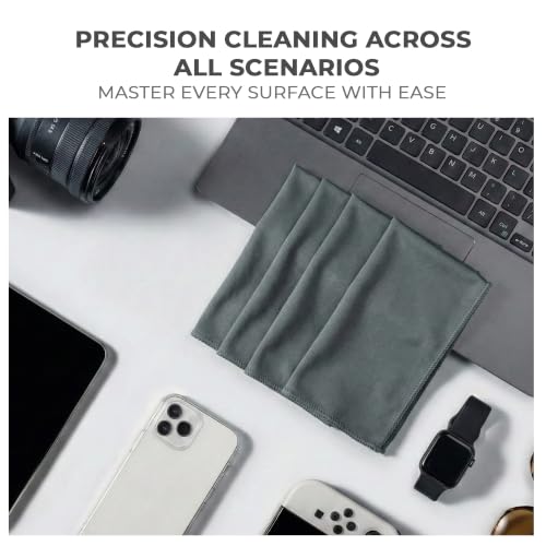 Image of Microfiber Glass & Window Cleaning Cloths | 400 GSM Thick, Lint-Free & Streak-Free Towels for Mirror, Car, Kitchen & Home | 40 x 40 cm | Grey | Pack of 4