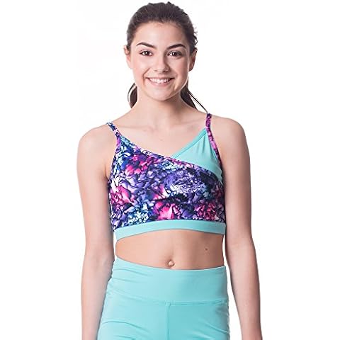 Rainbeau Moves Big Girls' Riley 2 In 1 Bra Top, Paradise Blue, Large/16/18 Cover
