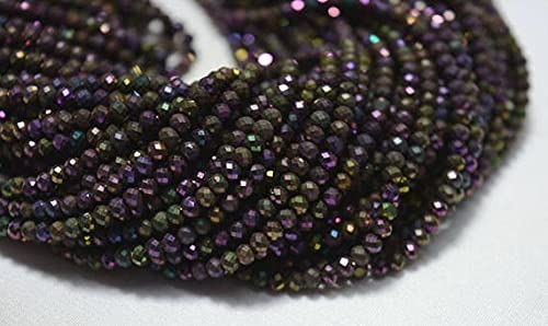 Perles de pyrite violette LKBEADS 3mm rondelles facettées pour création de bijoux DIY